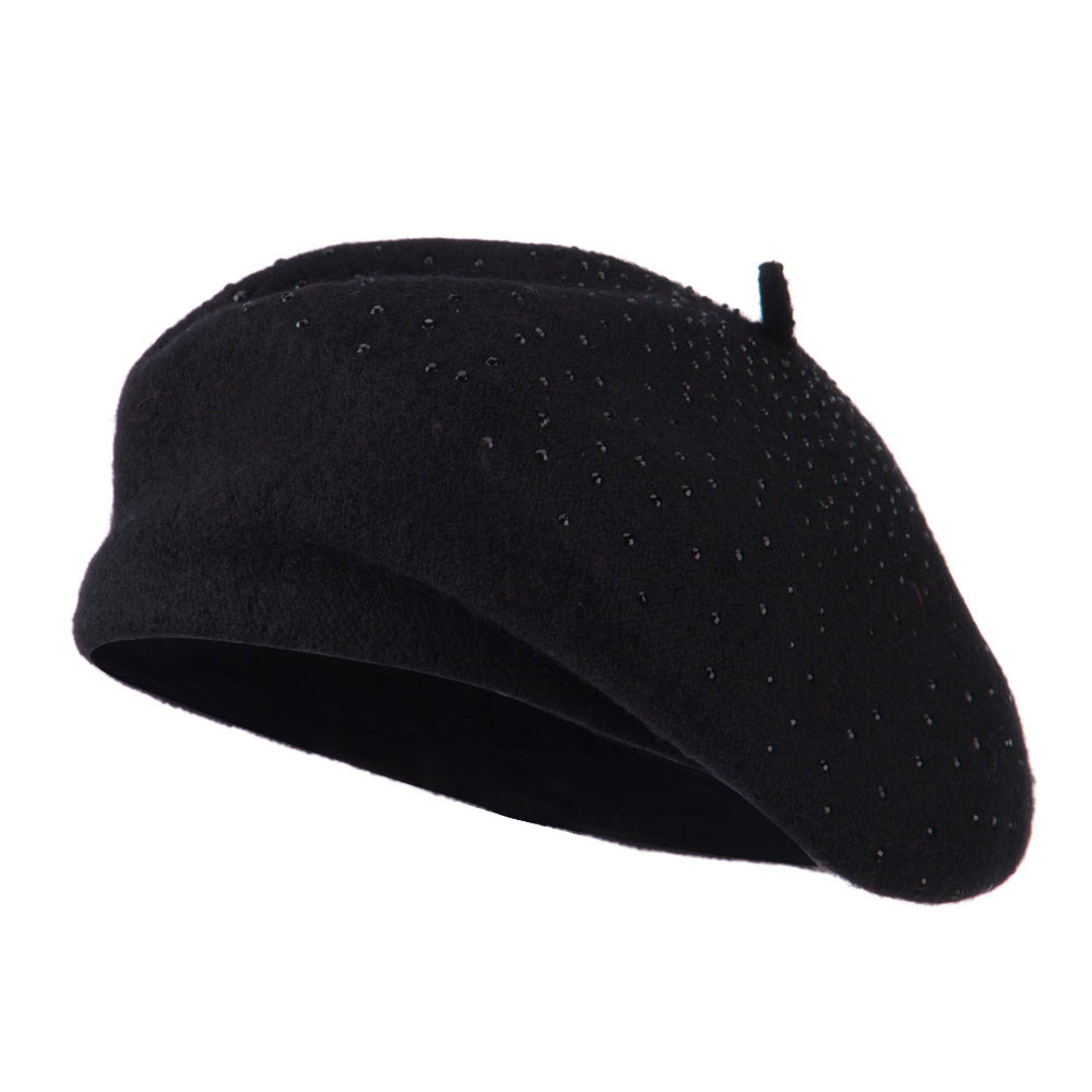 Wool Beret with Bead Spiral Design