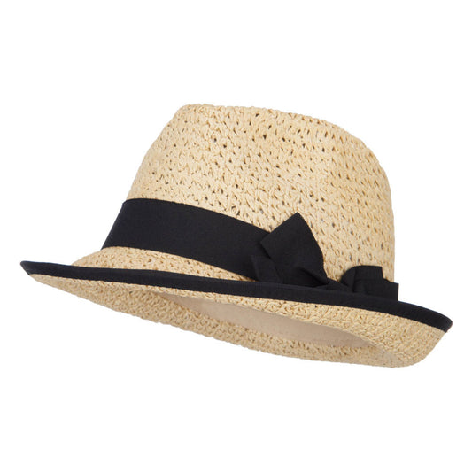 Women's Bow Accent Toyo Braid Fedora