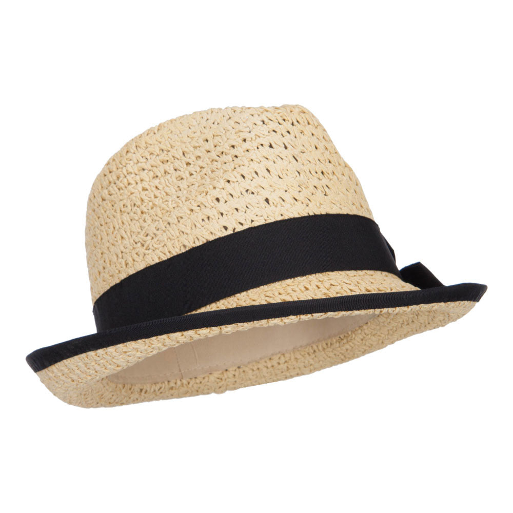 Women's Bow Accent Toyo Braid Fedora