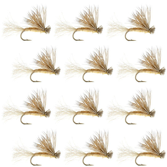 Tan X Caddis Emerging Caddis Adult Trout Dry Fly - 1 Dozen Flies Hook Size 14
