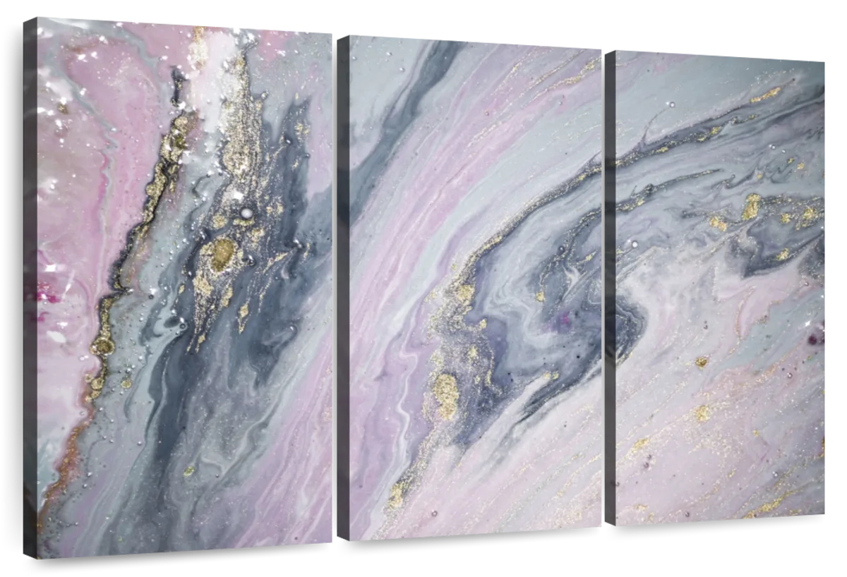 Pink And Grey Abstract Wall Art