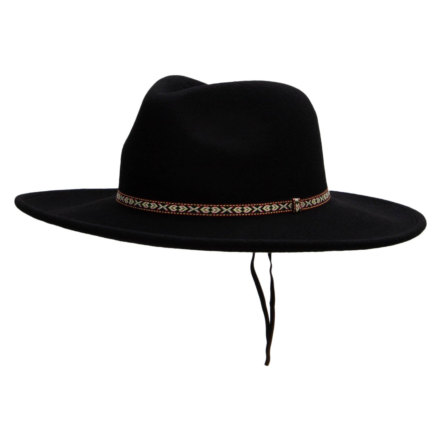 Unisex Leather Band Pinched Crown Large Brim Wool Fedora Hat