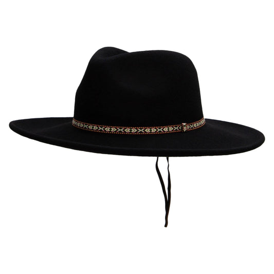 Unisex Leather Band Pinched Crown Large Brim Wool Fedora Hat