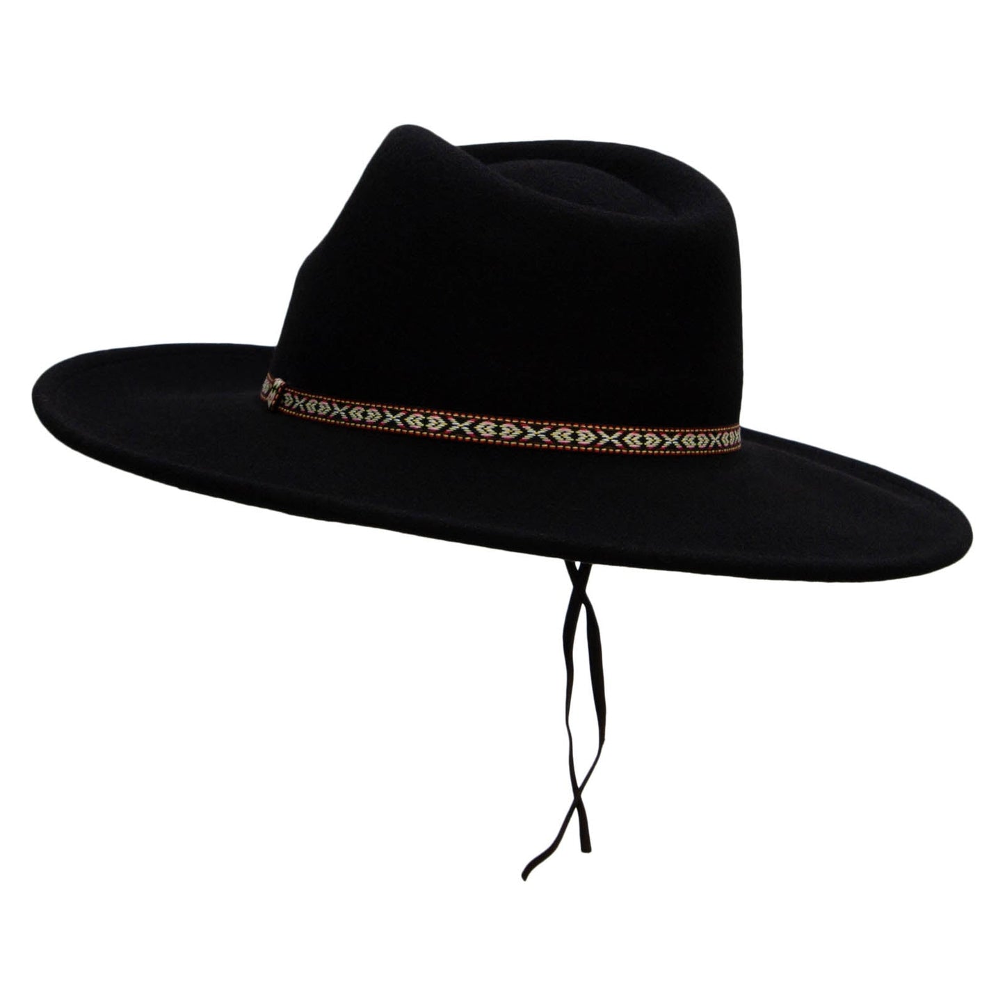 Unisex Leather Band Pinched Crown Large Brim Wool Fedora Hat