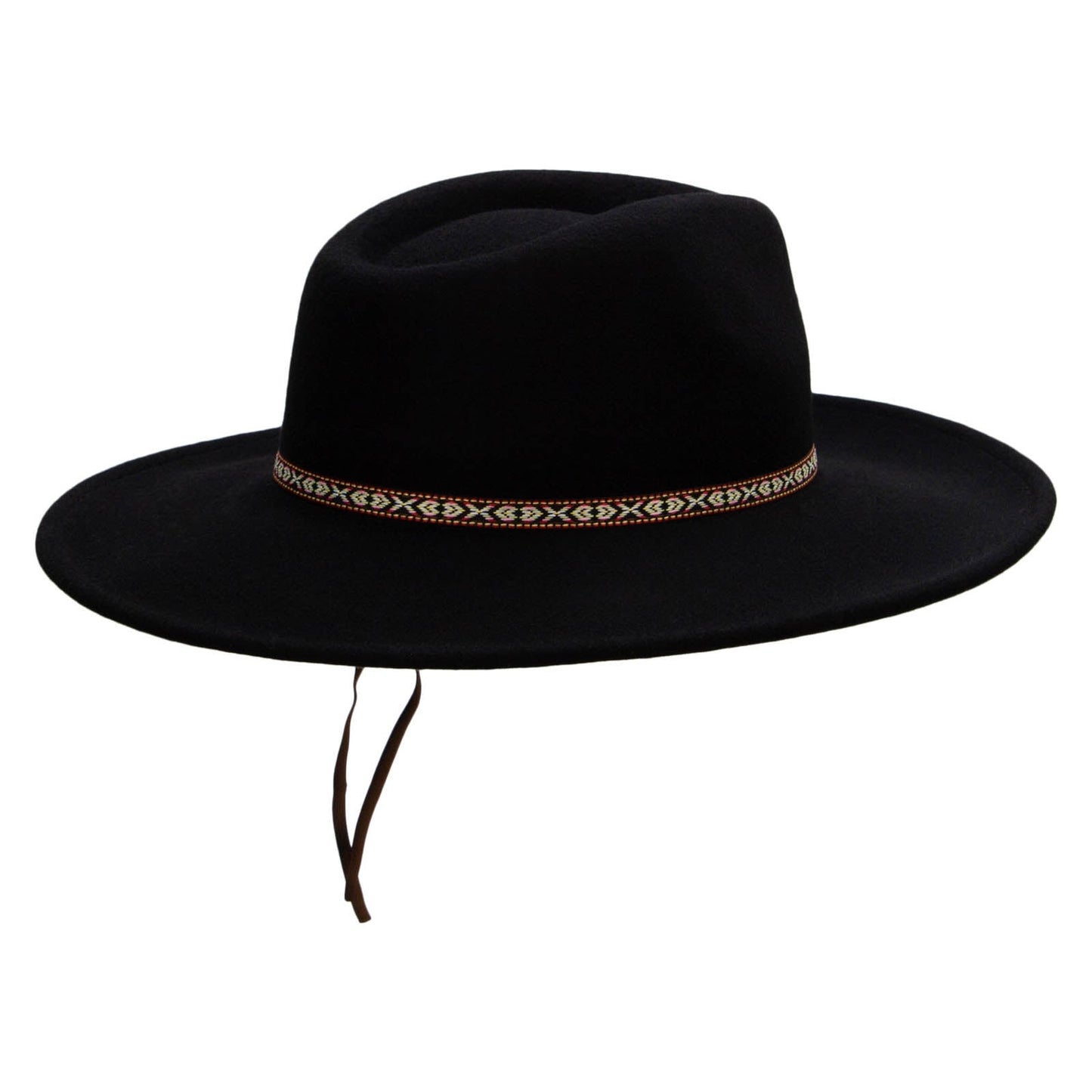 Unisex Leather Band Pinched Crown Large Brim Wool Fedora Hat