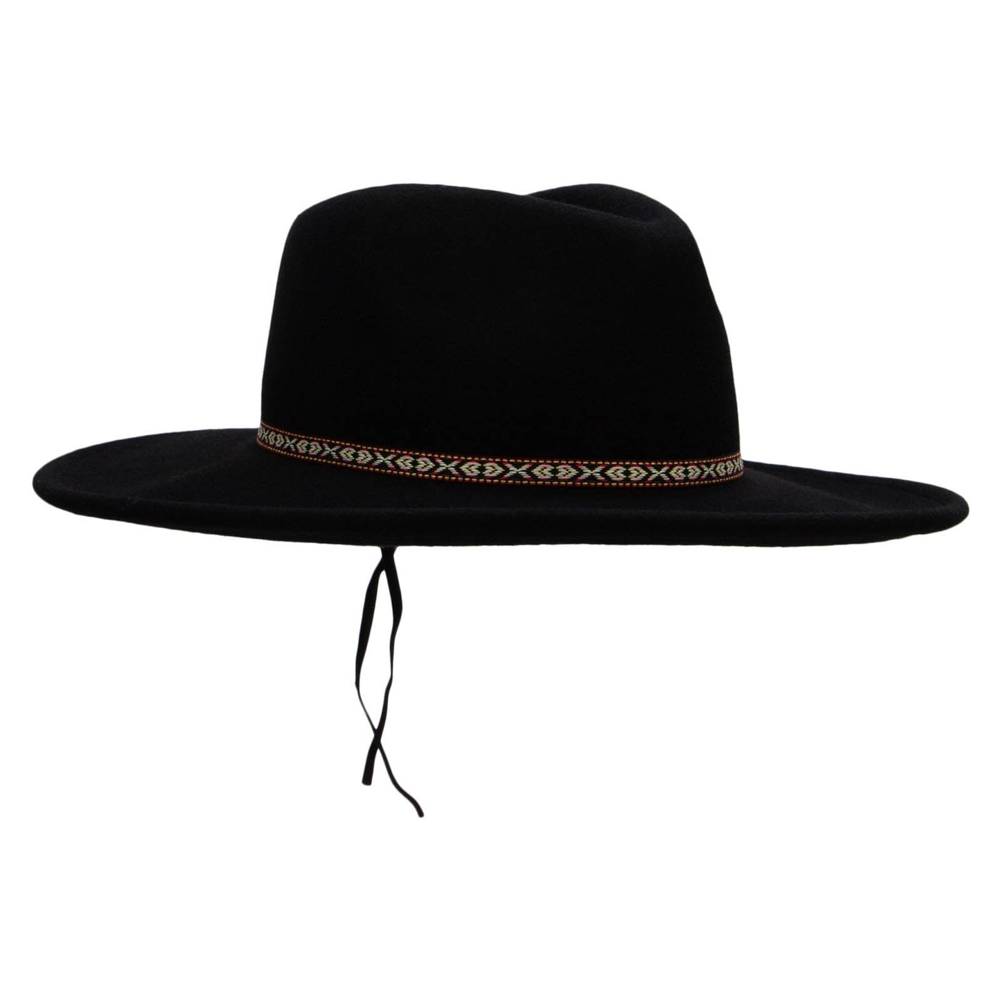 Unisex Leather Band Pinched Crown Large Brim Wool Fedora Hat