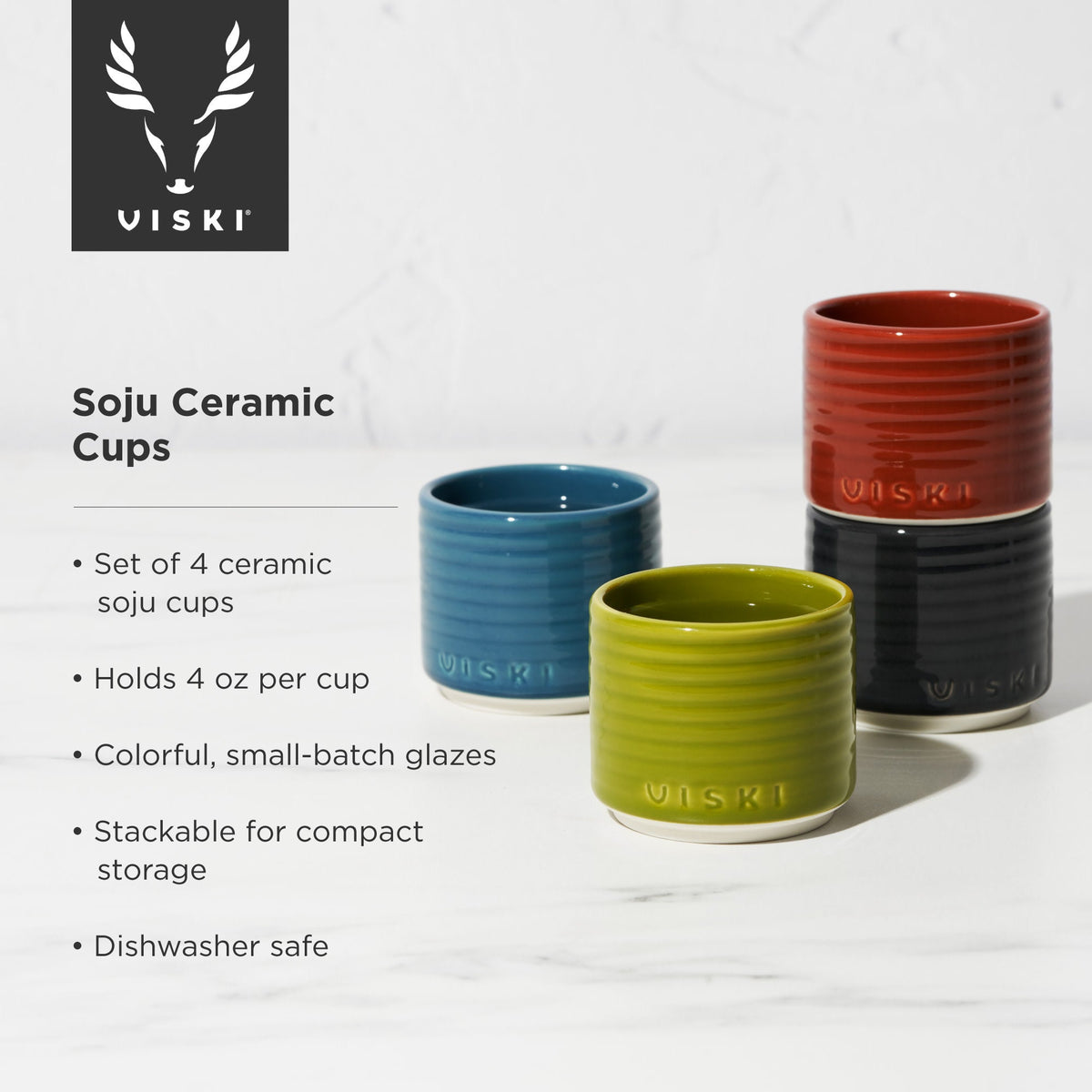 Soju Ceramic Cups, Set of 4