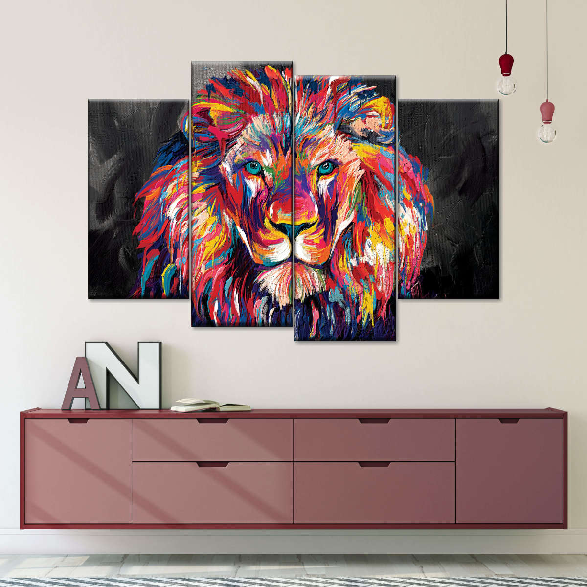 Lion's Gaze Abstract Color Wall Art