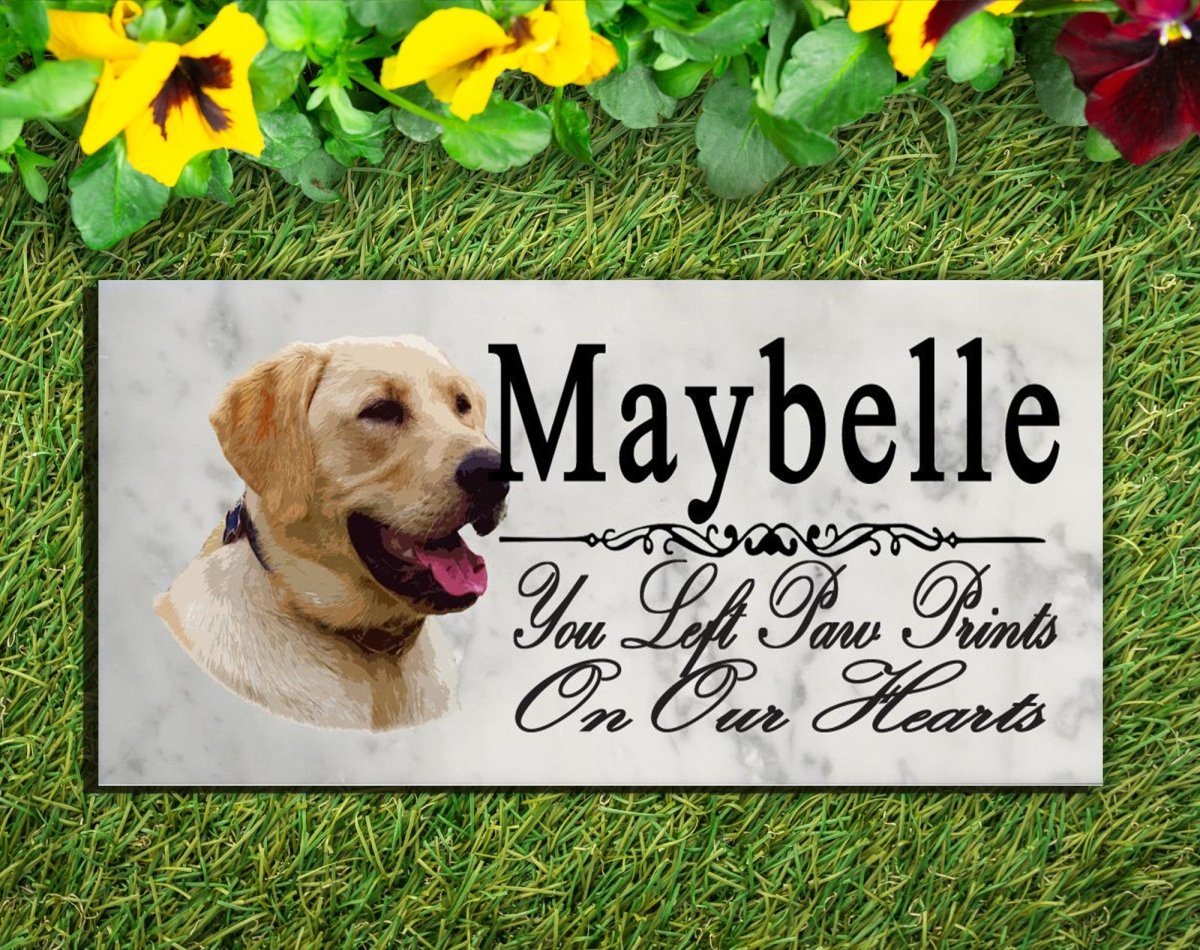 Yellow Lab Memorial Stone Custom Grave Marker Plaque for Pet Labrador Dog