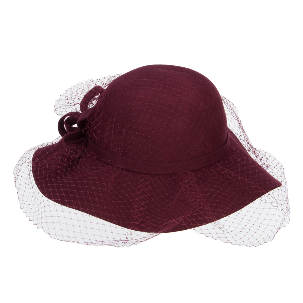 Wool Felt Floppy Hat with Net