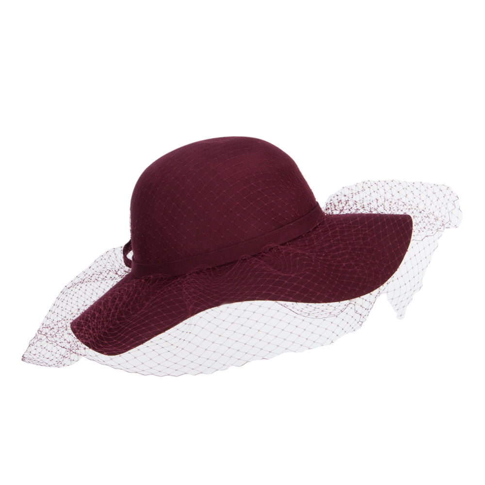 Wool Felt Floppy Hat with Net