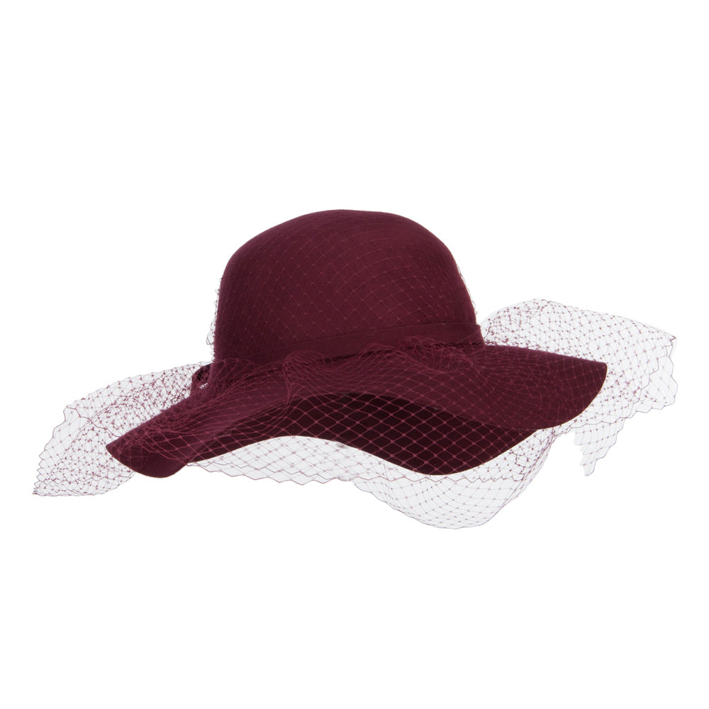 Wool Felt Floppy Hat with Net