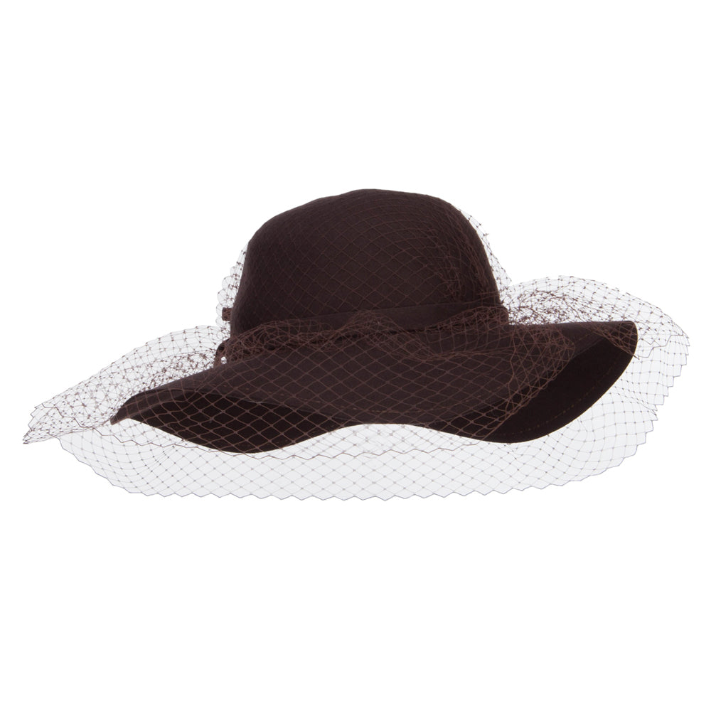 Wool Felt Floppy Hat with Net