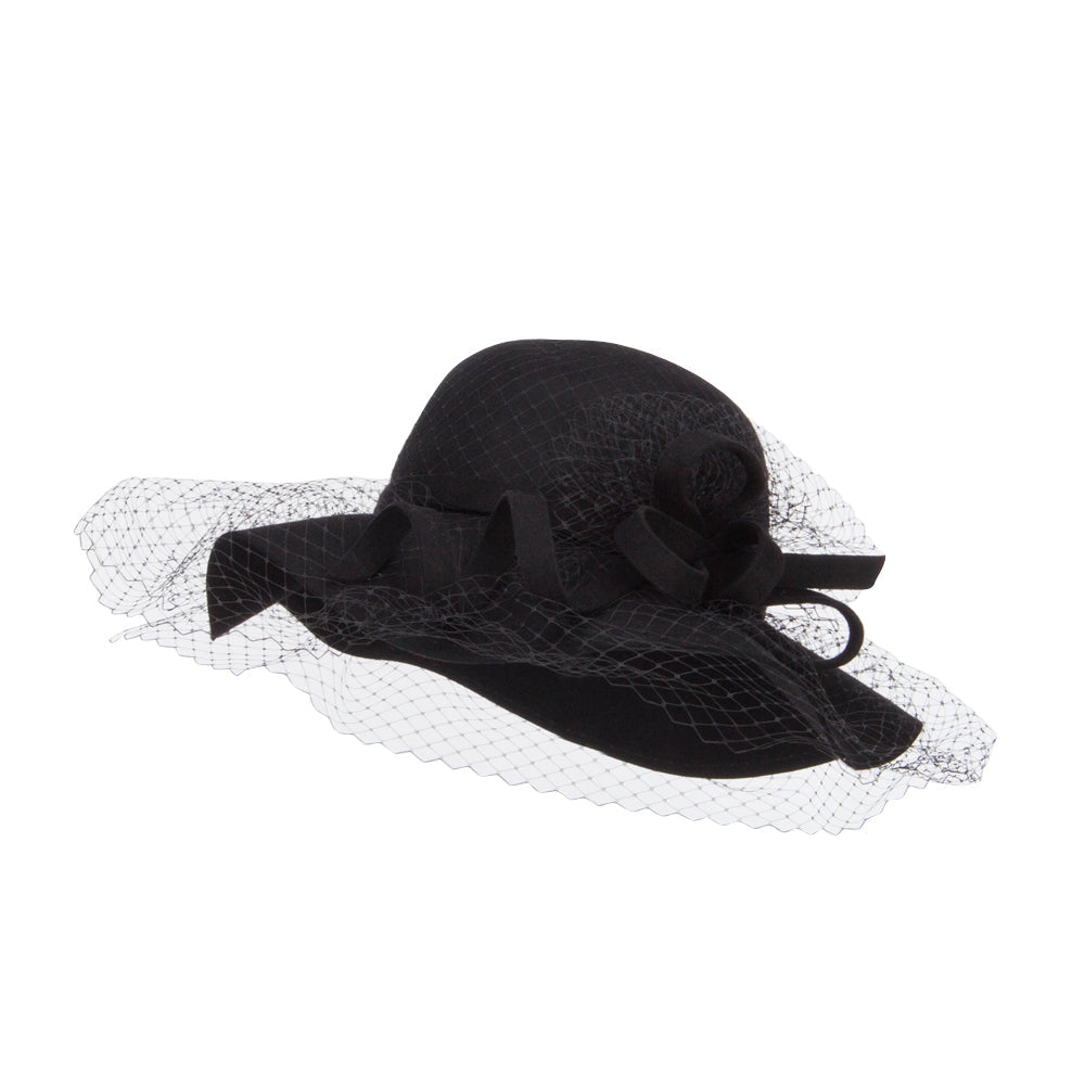 Wool Felt Floppy Hat with Net