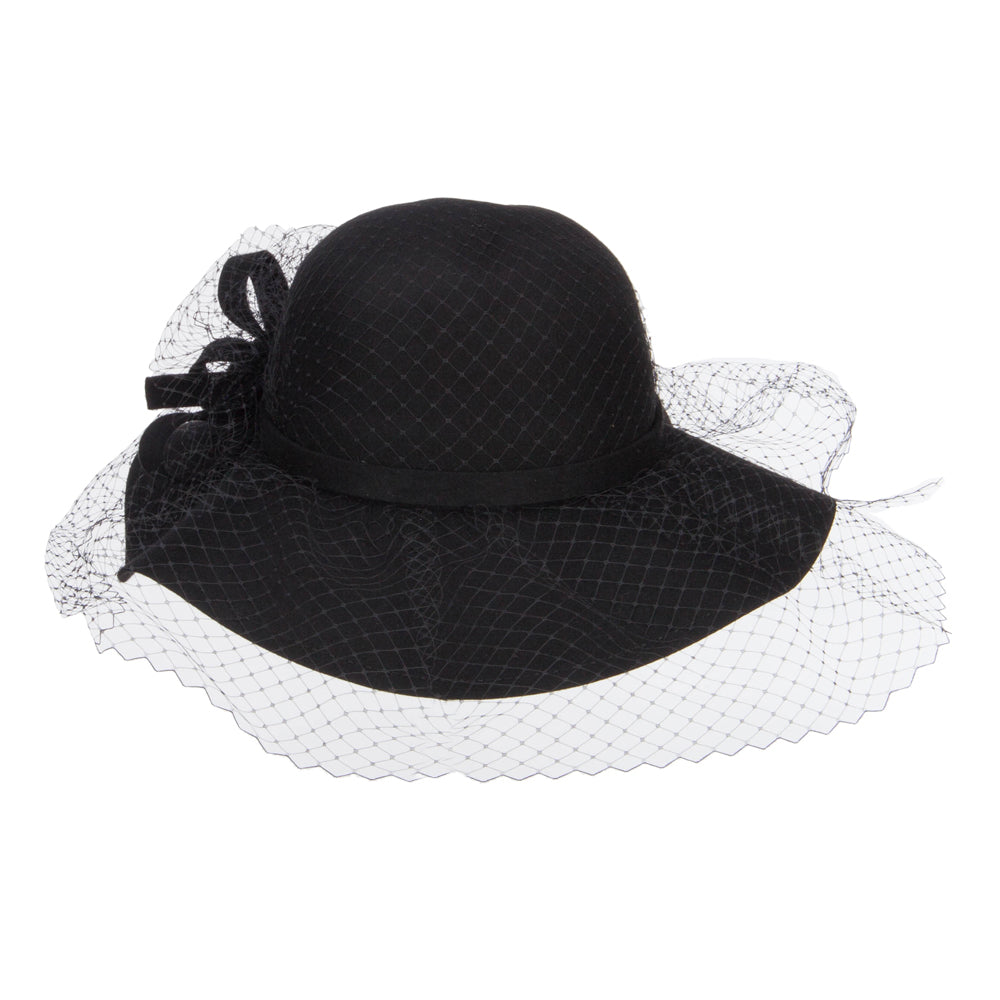 Wool Felt Floppy Hat with Net