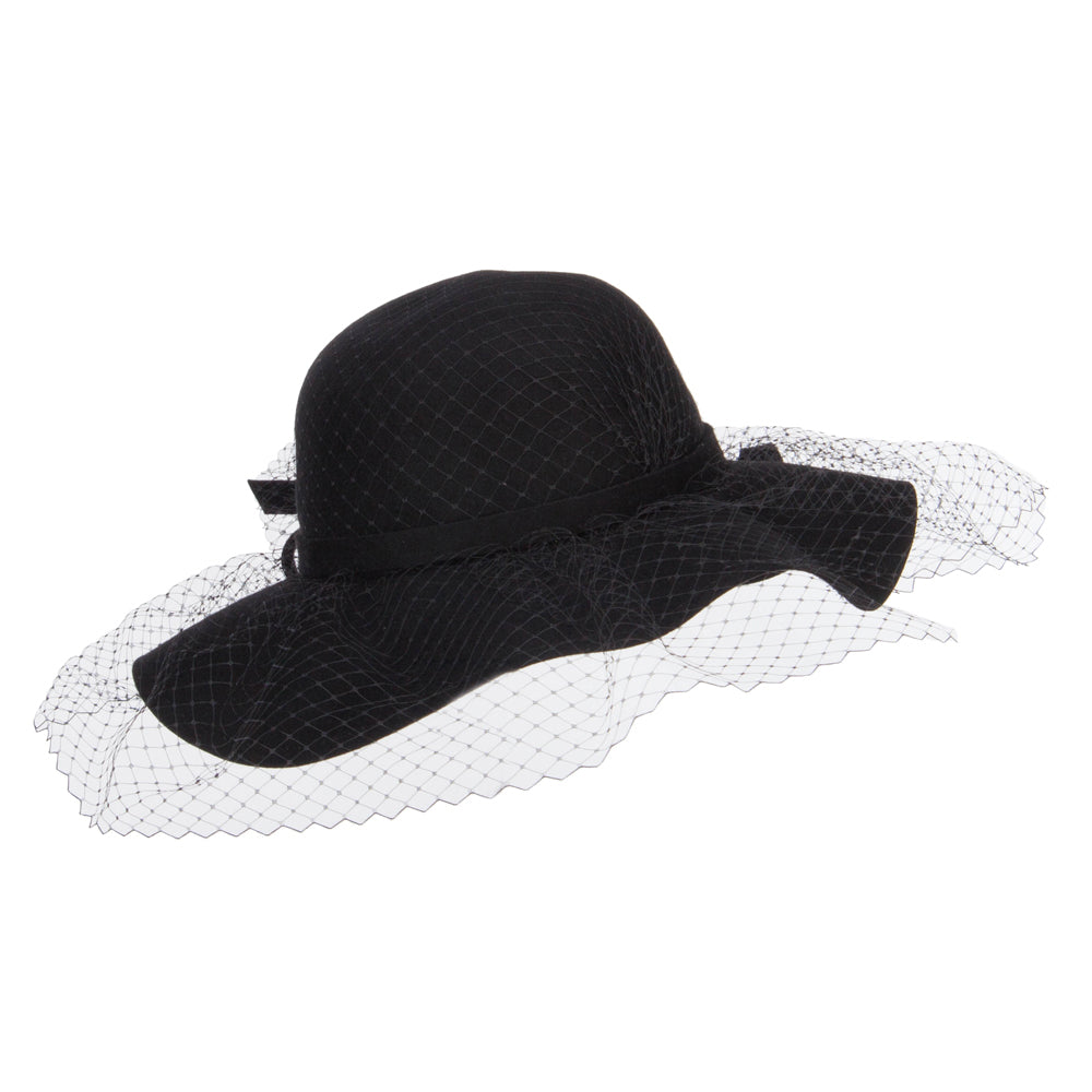 Wool Felt Floppy Hat with Net