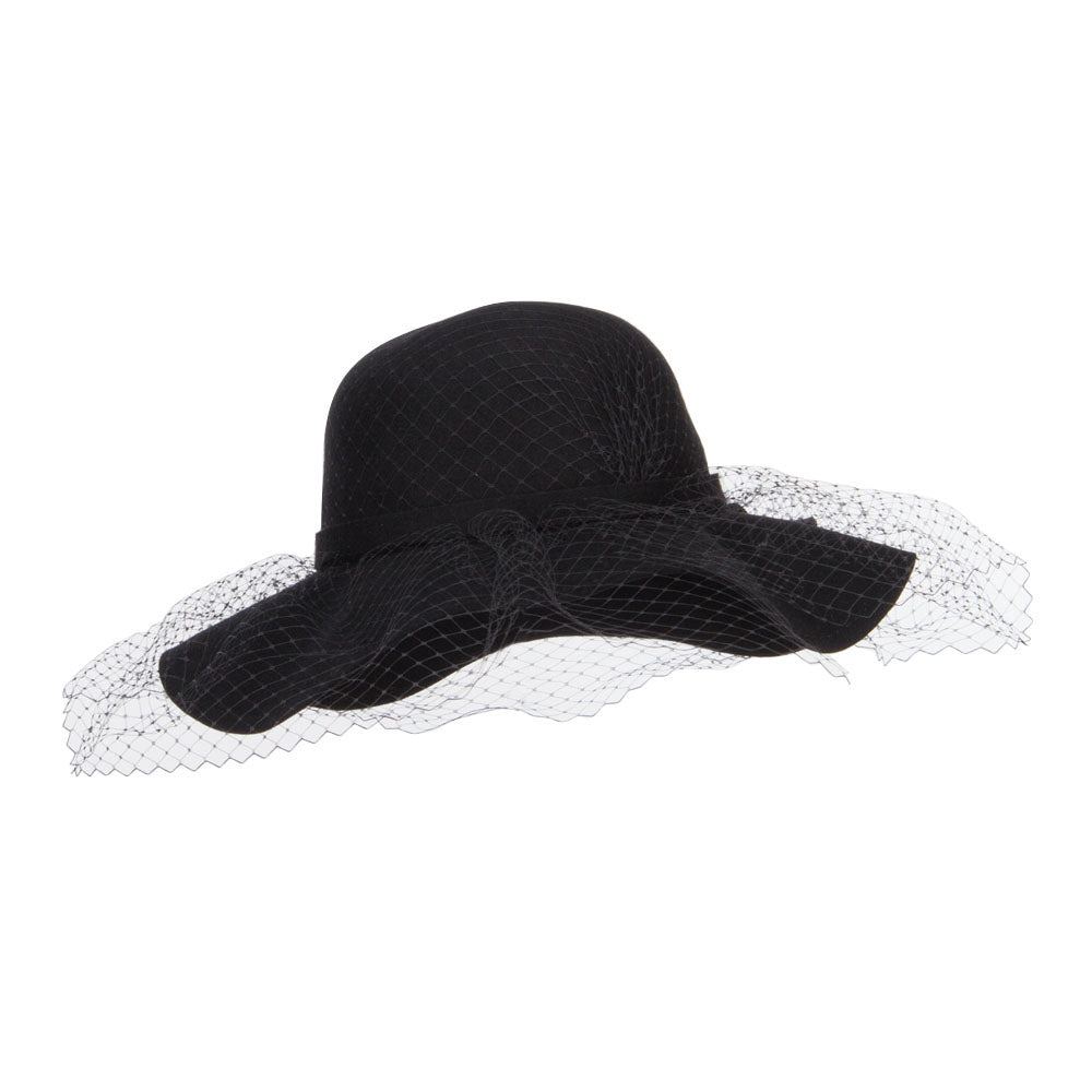 Wool Felt Floppy Hat with Net