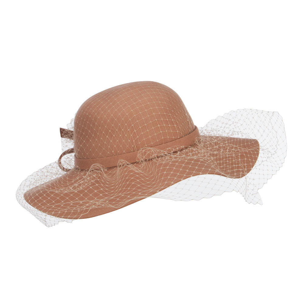 Wool Felt Floppy Hat with Net