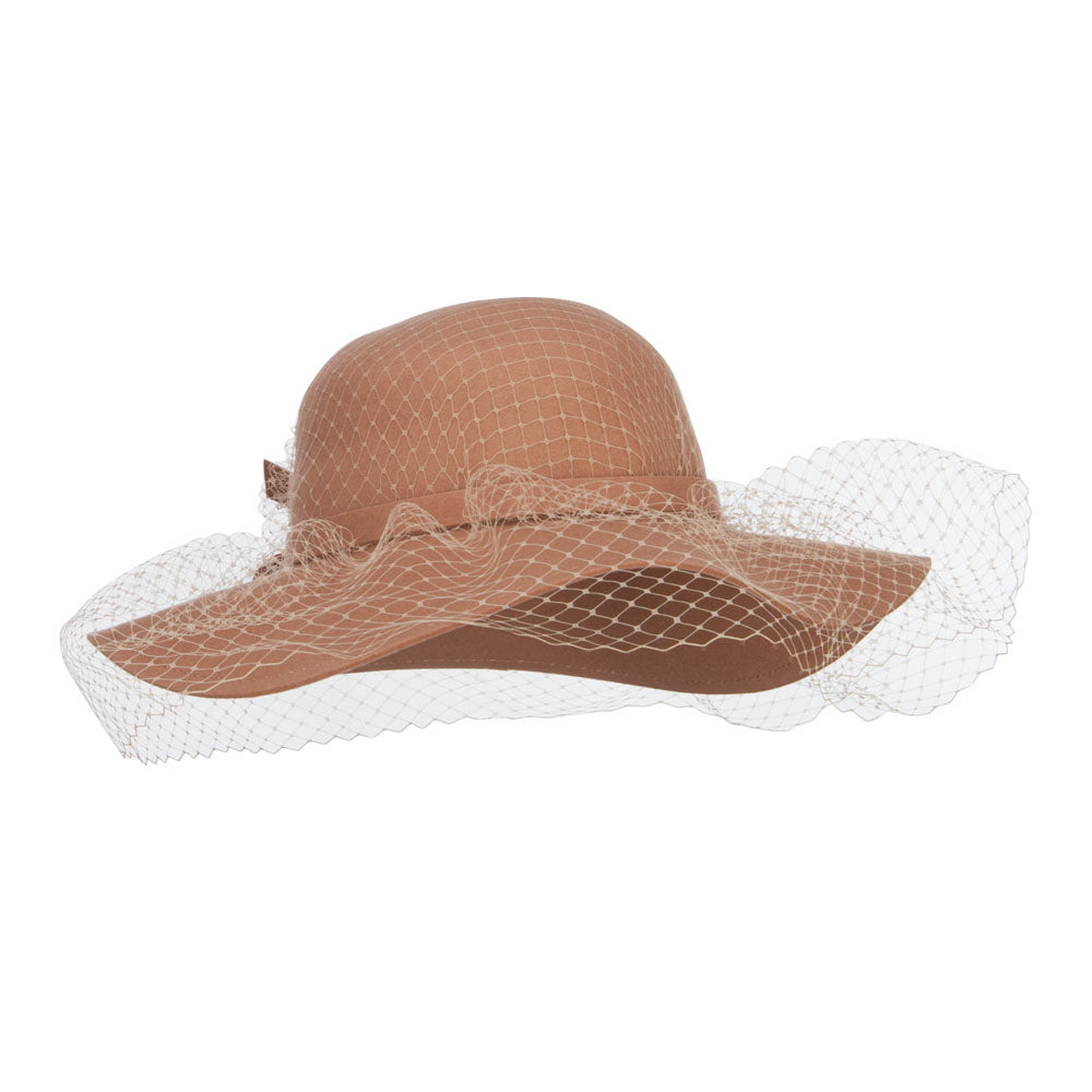 Wool Felt Floppy Hat with Net