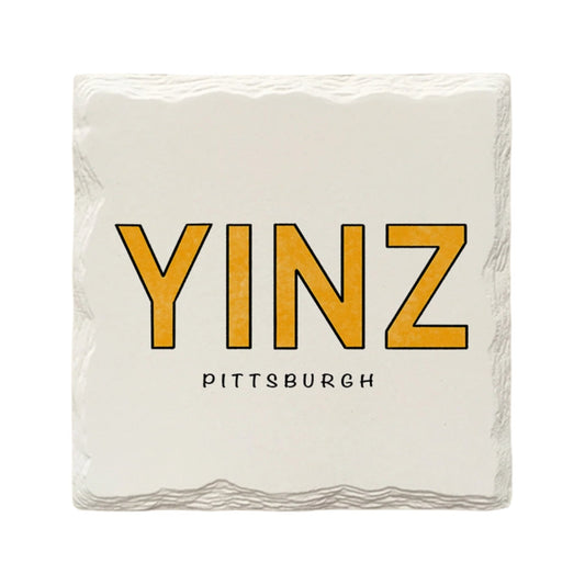 YINZ Pittsburgh Yinzer Ceramic Drink Coaster by The Doodle Line