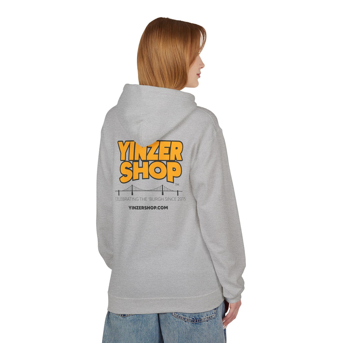 YinzerShop Serving Since 2015 - Print on back - Gildan SF500 Unisex Midweight Softstyle Fleece Hoodie
