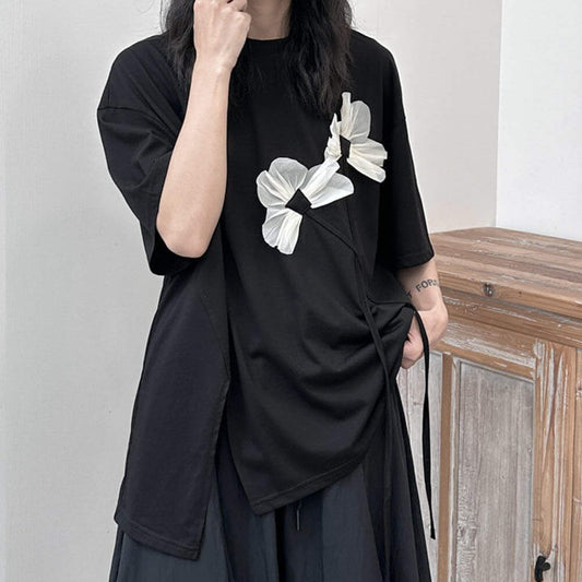Yohji Yamamoto Korean Ribbon Flower Slit T-shirt