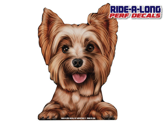 Yorkie Riding *RIDE A LONG* Perforated Decal