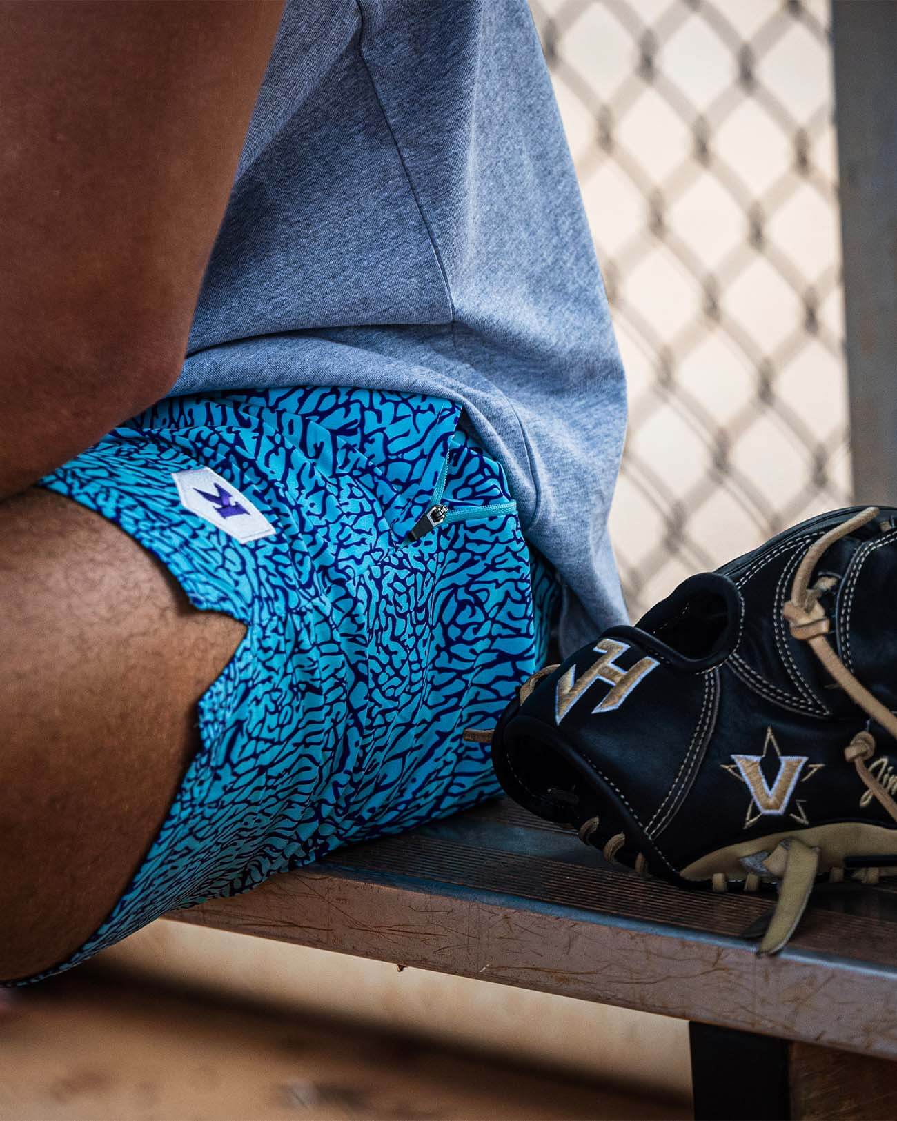 YOUTH Aqua/Purple Elephant Print Training Shorts