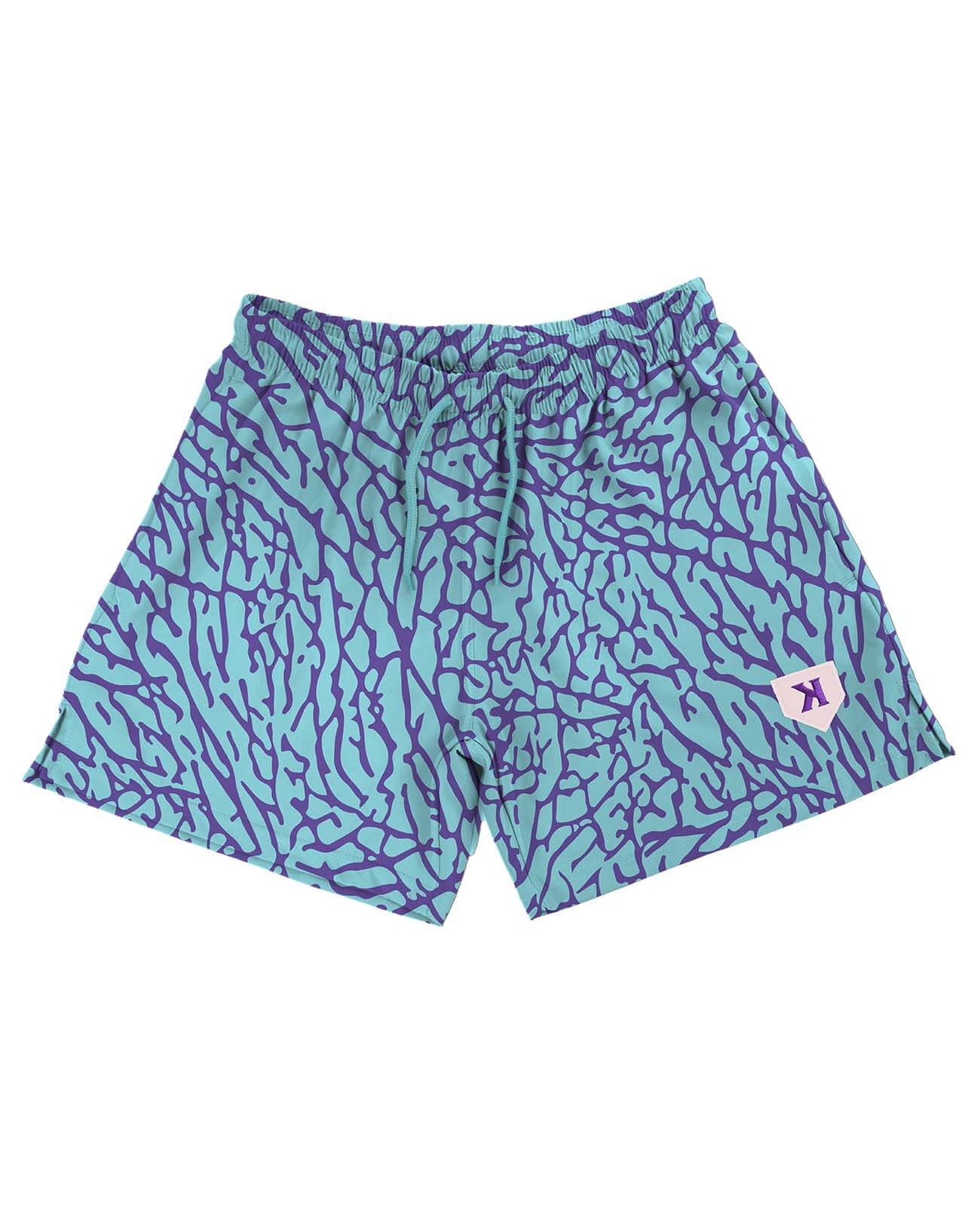 Aqua/Purple Elephant Print Training Shorts