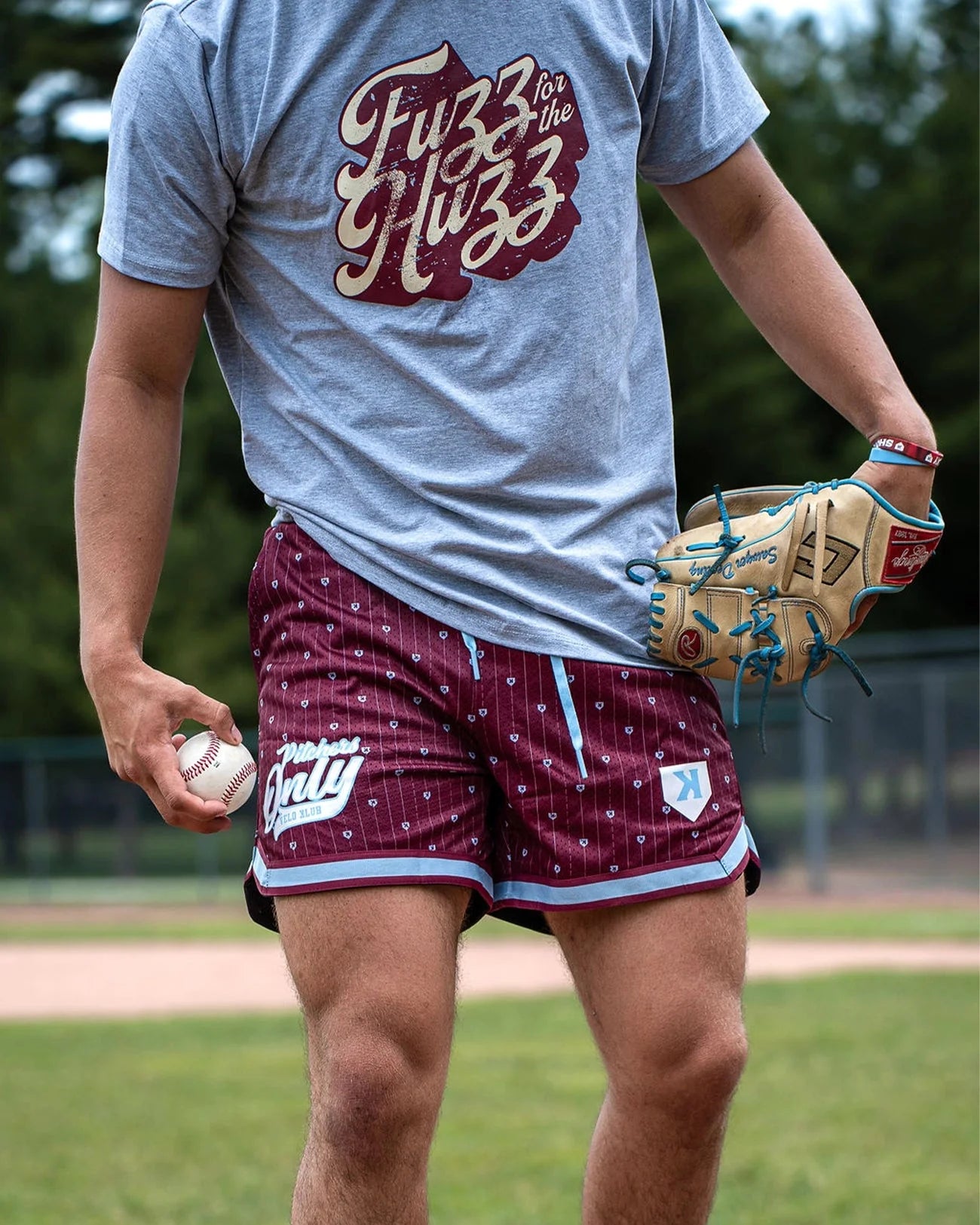 YOUTH Mesh Pinstripe Shorts - Maroon/Sky Blue