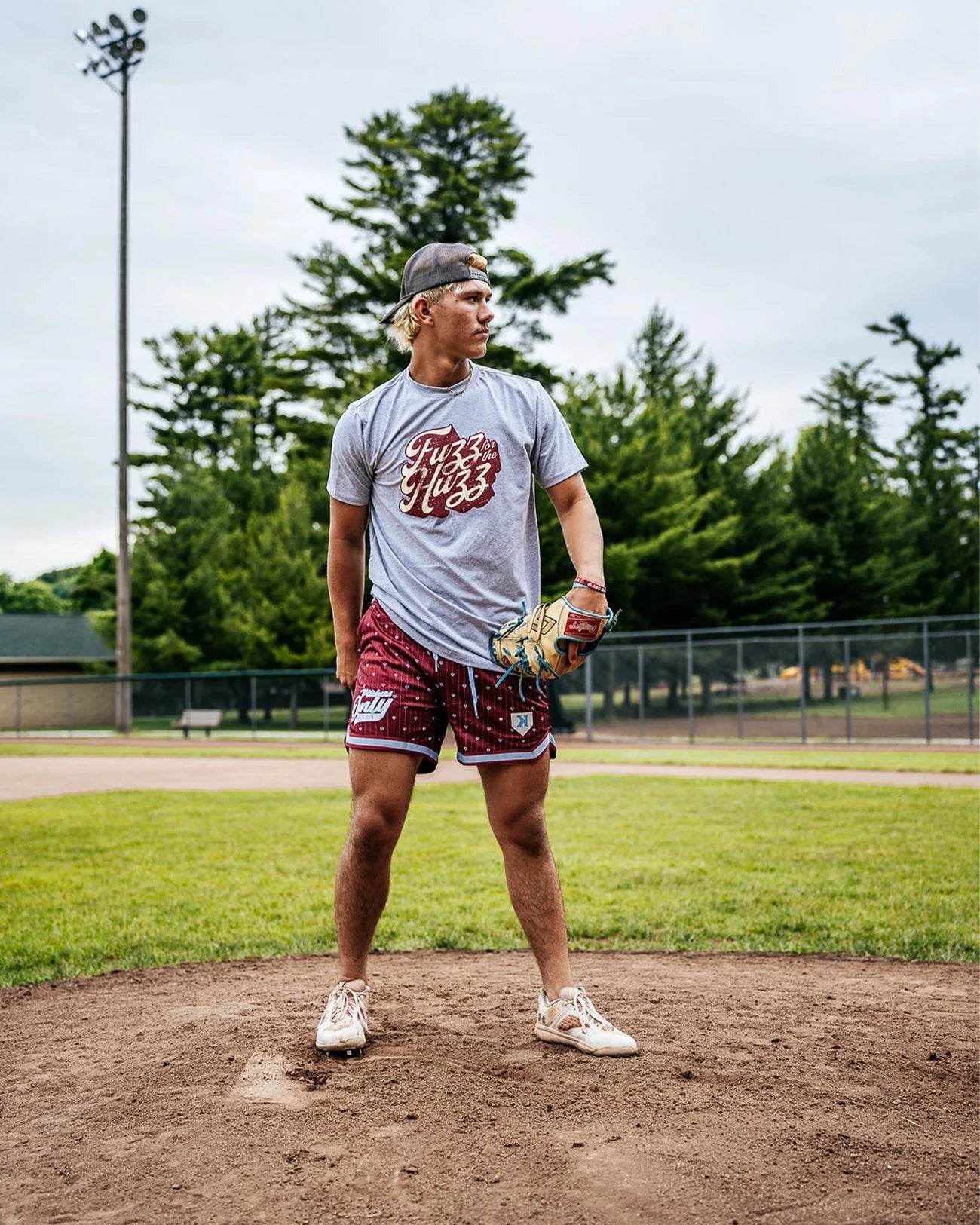 Mesh Pinstripe Shorts - Maroon/Sky Blue