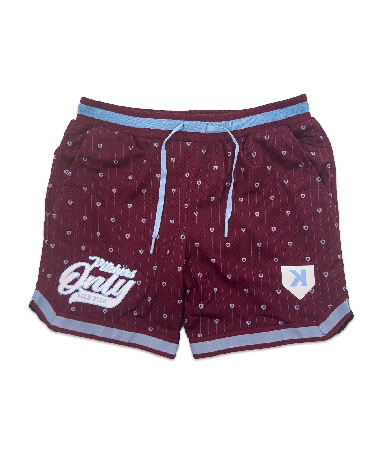 Mesh Pinstripe Shorts - Maroon/Sky Blue