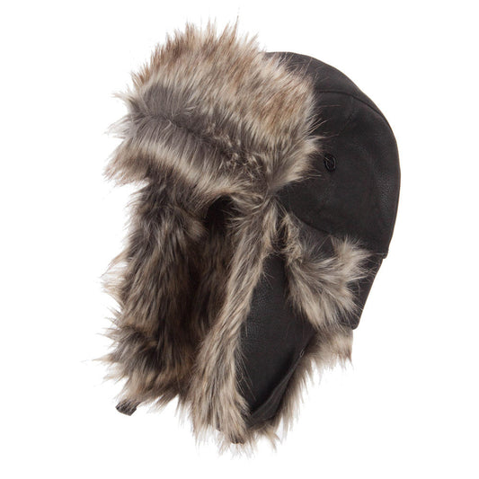 Faux Leather and Fur Trooper Hat