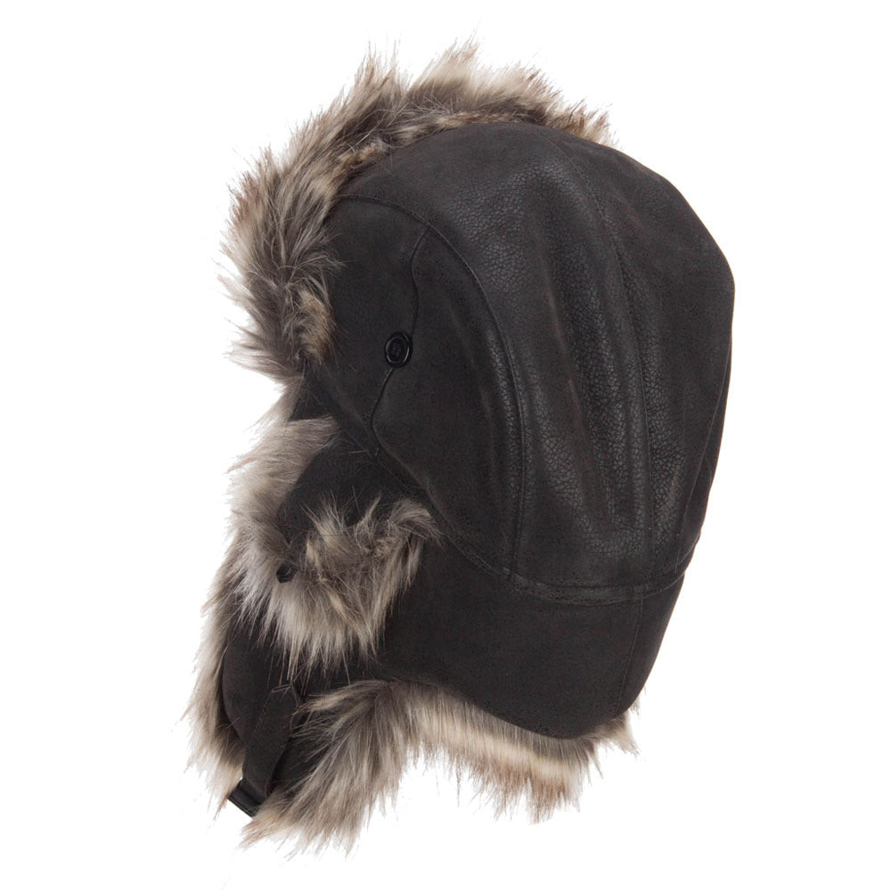 Faux Leather and Fur Trooper Hat
