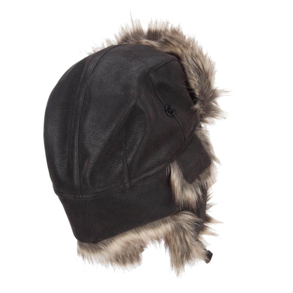 Faux Leather and Fur Trooper Hat