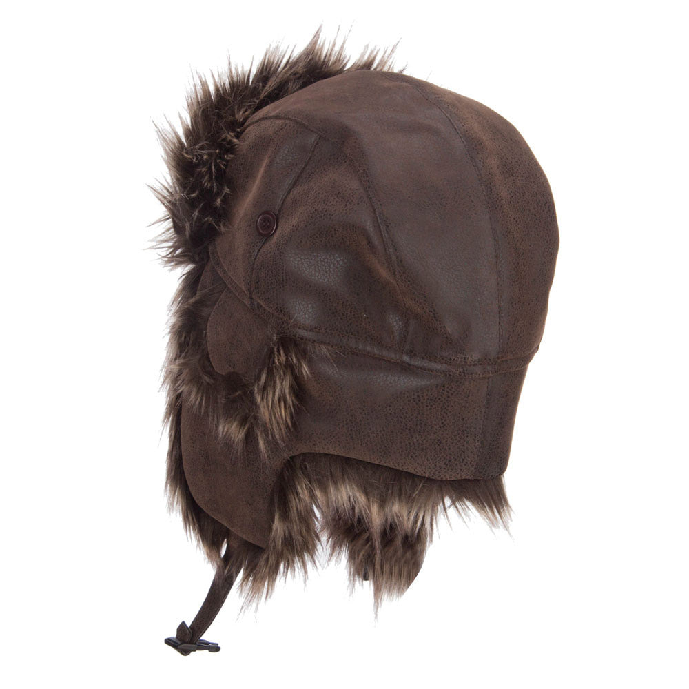 Faux Leather and Fur Trooper Hat