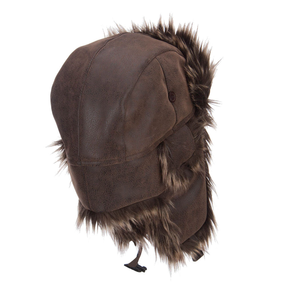 Faux Leather and Fur Trooper Hat