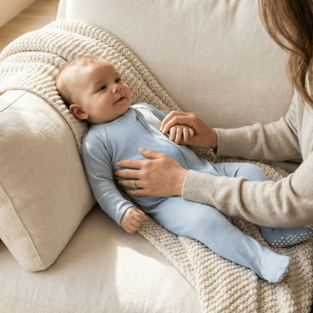 Zipper Footie Blue Fog Rib