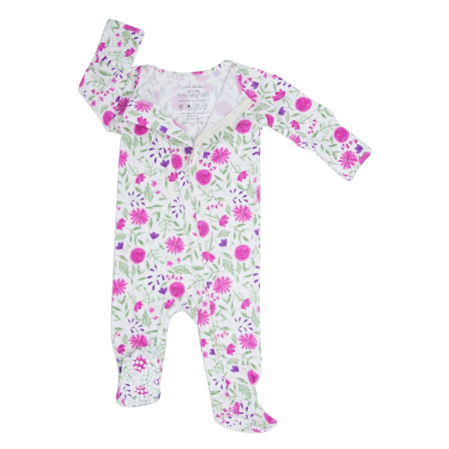 Sweet Purple Flowers Zipper Footie