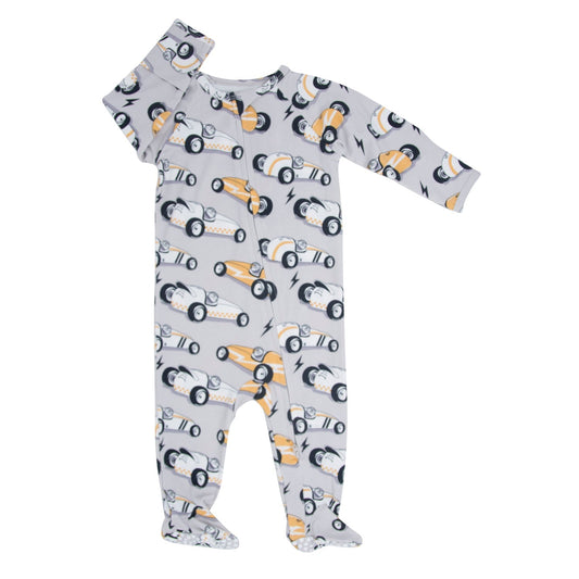 Vintage Racecars Baby Zipper Footie