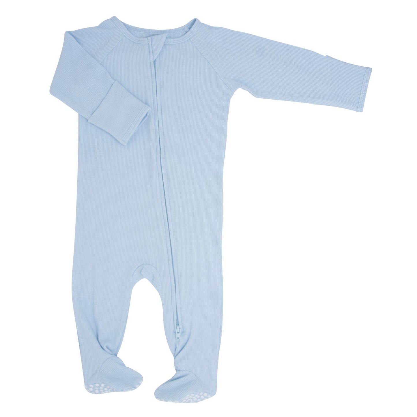 Zipper Footie Bashful Blue Rib