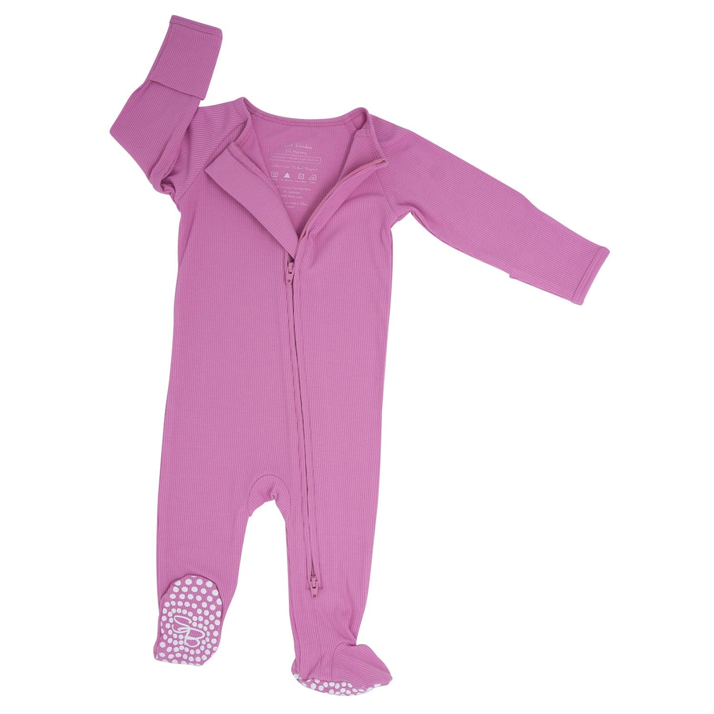 Zipper Footie Cashmere Rose Rib