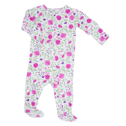 Sweet Purple Flowers Zipper Footie