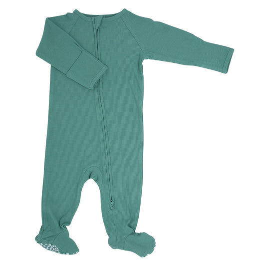 Zipper Footie Malachite Green Rib