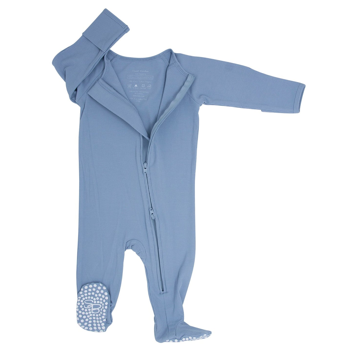Zipper Footie Blue Fog Rib