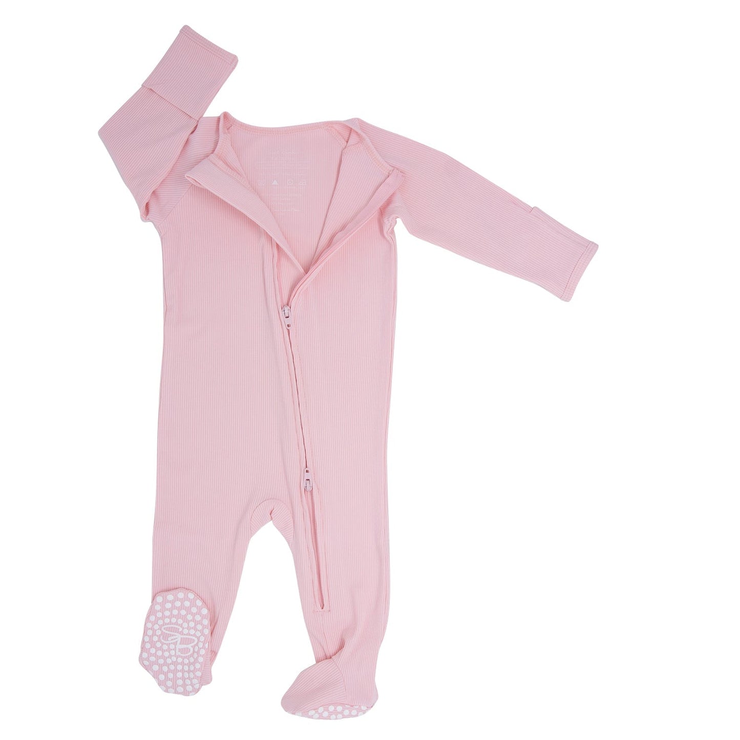 Zipper Footie Baby Pink Rib