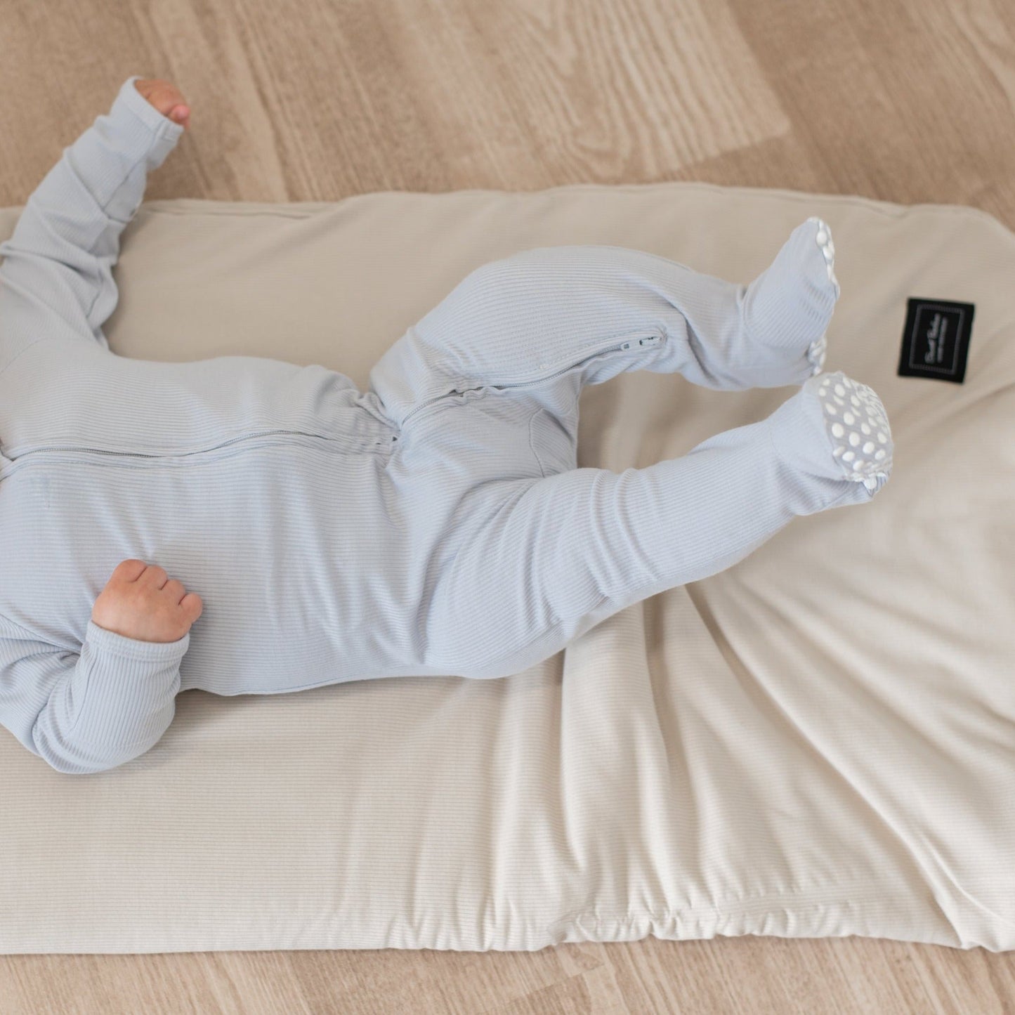 Zipper Footie Glacial Grey Rib
