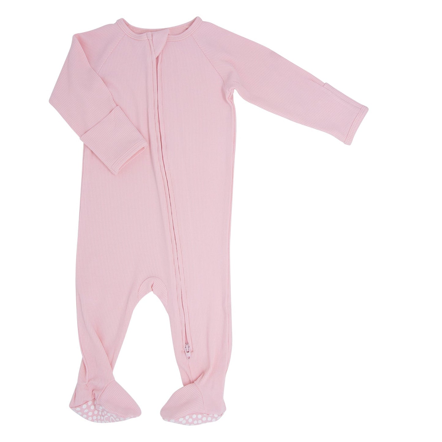 Zipper Footie Baby Pink Rib