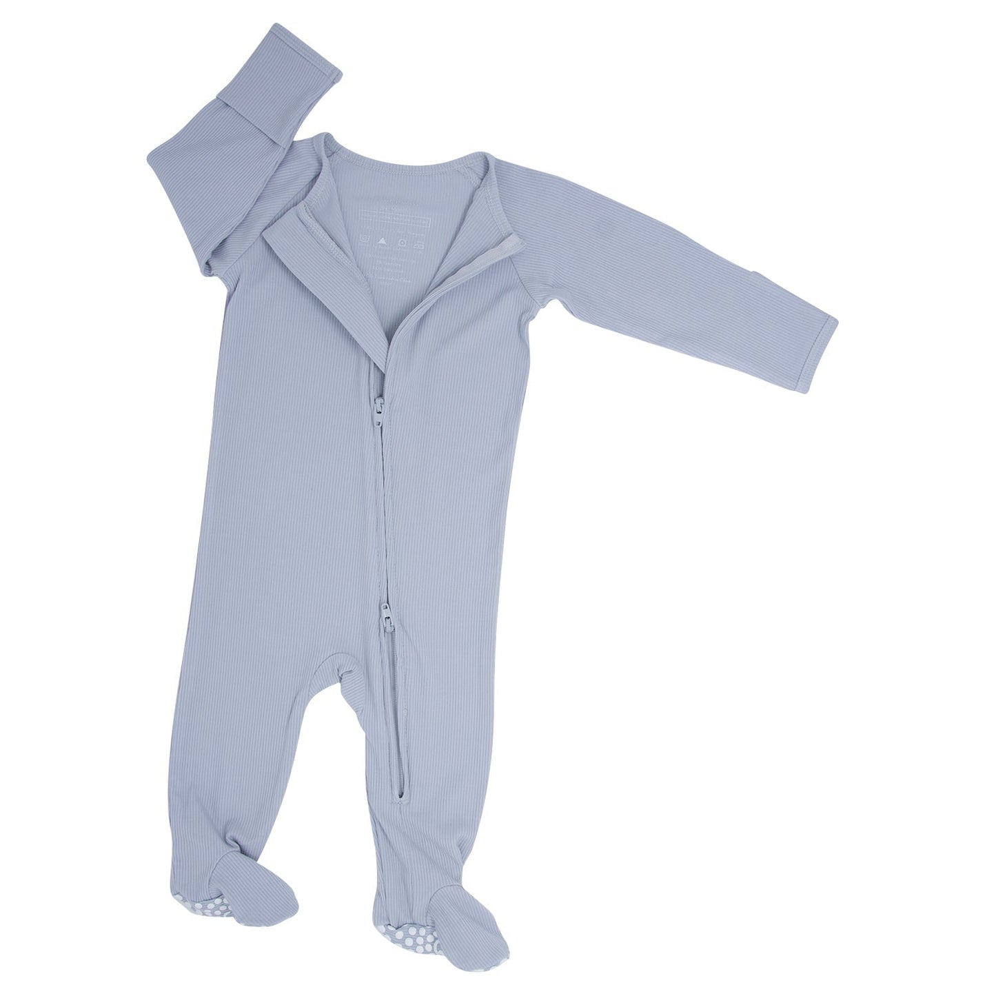 Zipper Footie Glacial Grey Rib