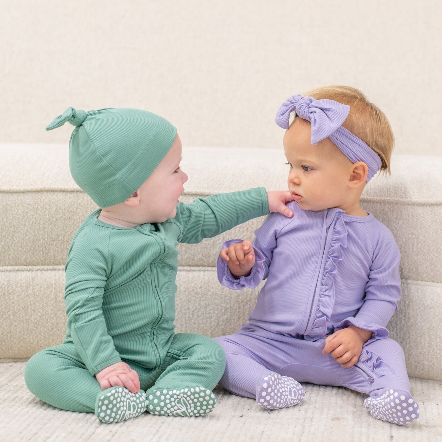 Zipper Footie Malachite Green Rib